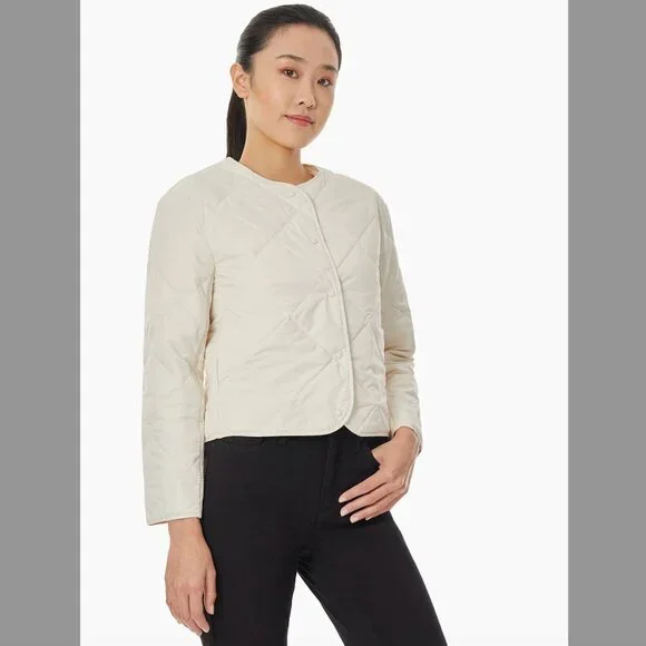 NWT: Jones New York (JNY) White Cream Collarless Quilted Jacket - Size XL - Picture 2 of 6